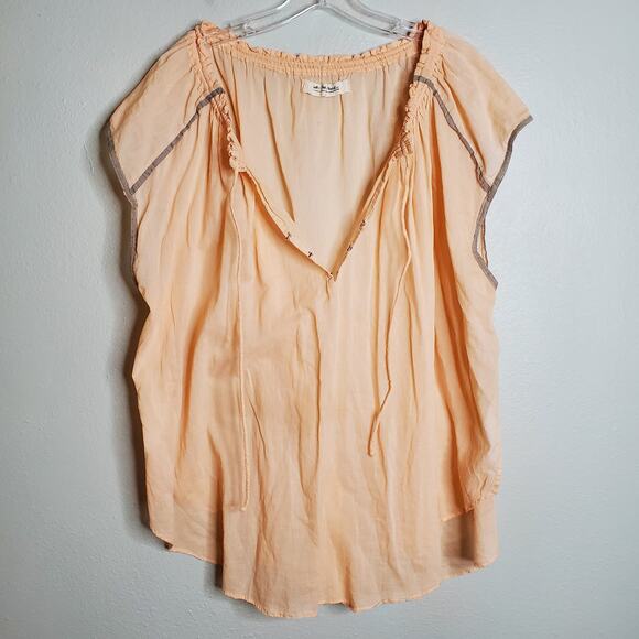 Free People We The Free Tie Front Peasant Top XS Lightweight Cottage Feminine - Picture 16 of 16